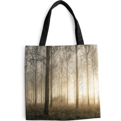 Afbeelding van MuchoWow® Schoudertas Strandtas Big Shopper Boodschappentas Bos Zon Mist 45x45 cm Katoenen tas