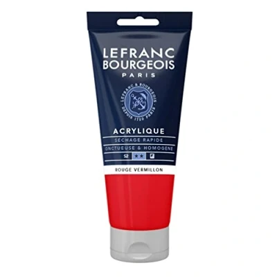 Afbeelding van Lefranc Bourgeois 300350 fijne acrylverf, hoog gepigmenteerd, goede dekking, romige homogene textuur 80ml tube, Bright Red