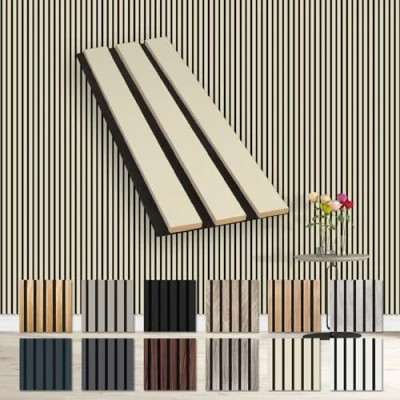 Afbeelding van HEXIM Akoestische panelen, monsterstuk, flexibele lamellenwand, hout, mdf wandpanelen, wandbekleding, binnendecoratie, geluidsisolerend (Palomino AP01 / APH01 monster)
