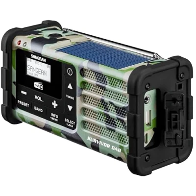 Afbeelding van Sangean Survivor MMR 88 FM/DAB+ radio camouflage met zonnepaneel en dynamo