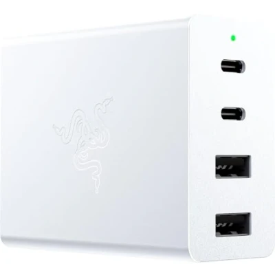 Afbeelding van Razer USB C GaN oplader Draagbare snelle (2X C, 2X A met poorten VS, EU en VK) Wit