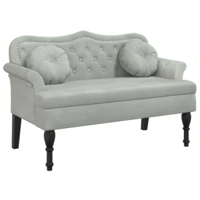 Afbeelding van vidaXL Bankje met kussens 120,5x65x75 cm fluweel lichtgrijs