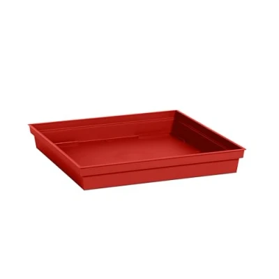 Afbeelding van Bloempot kunststof onderschaal Toscane rood vierkant L33 x B33 H5 cm Plantenpotten