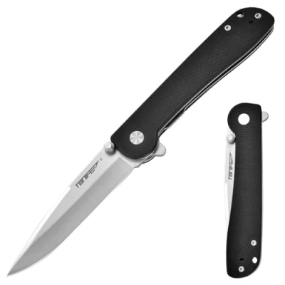 Afbeelding van TONIFE Guiding Star Vouwmes met Zakclip, Non Slip EDC Eenhandsmes, 8Cr14MoV Lemmet en G10 Handgreep voor Outdoor Campingmes (Zwart + Satijn)