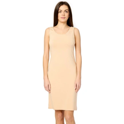 Afbeelding van Merry Style MS MS10 446 UW Dames Onderjurk Nachthemd kort ronde hals brede bandjes Viscose Zand XL
