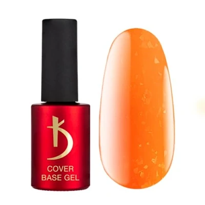 Afbeelding van K odi Professional Base Coat nagellak, onderlak, Cover Gel Bright Orange Neon Camouflage with Silver Shimmer Flakes, uv kleuren, gelnagels, led, 7 ml