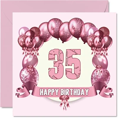Afbeelding van Leuke 35e verjaardagskaarten voor vrouw verjaardag ballonnen gelukkige verjaardagskaart vader moeder zoon dochter broer zus oom tante neef, 145mm x wenskaarten,
