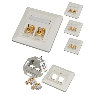 Afbeelding van tsnetworks 4x banaanstekker luidspreker aansluitdoos met poolklem keystone module verguld rood/zwart, high end aansluitterminal bus voor luidsprekerkabel tot 4 mm²