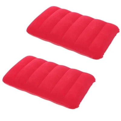 Afbeelding van tintoke Opblaasbaar kussen, campingreiskussen, luchtkussen, hoofdkussen, velourskussen, nekkussen, strandkussen, voor outdoor, reizen, wandelen, 2 stuks, rood
