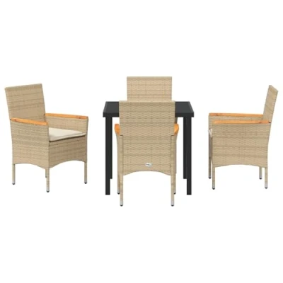 Afbeelding van vidaXL 5 delige tuinset met kussens in beige poly rattan
