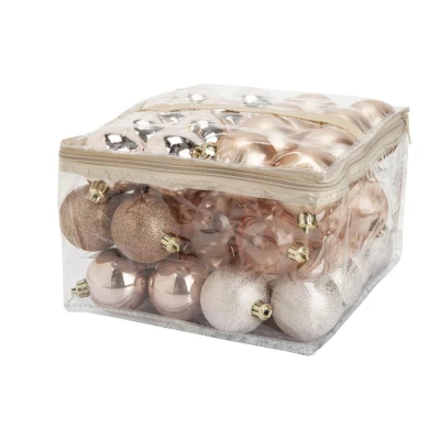 Afbeelding van Cosy &amp; Trendy Kerstballen 48 stuks roze in opbergtas 6 cm