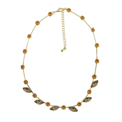 Afbeelding van Behave Ketting goud kleur dames stenen bruin metaal 40 cm