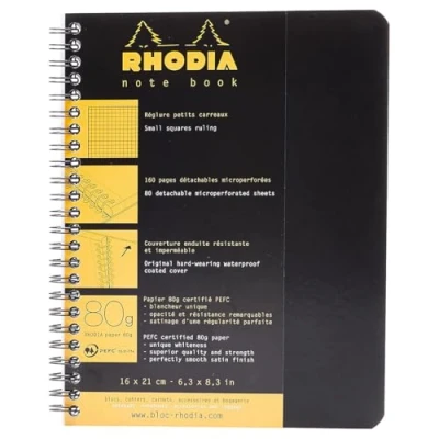 Afbeelding van Rhodia 193429C Notitieboek, DIN A5 A5+ (16x21 cm), geruit, ideaal voor je notities, 80 vellen, 1 stuk, zwart