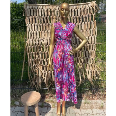 Afbeelding van Lange Zomerjurk Morena Fantasie Print Fuchsia One Size (maat 36 t/m 40/42)