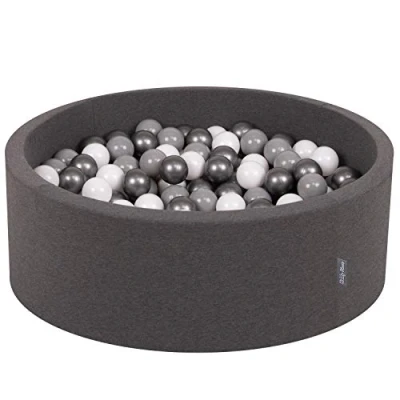 Afbeelding van KiddyMoon Schuim Ballenbak Voor Kinderen Met Ballen Ø 7 Cm Gemaakt In EU, Donkergrijs:Wit Grijs Zilver,90X30cm/300