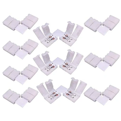 Afbeelding van LitaElek 10 stuks LED strips hoekverbinders 2 polig 8mm breedte SMD 3528 2835 monochrome strip hoek connector snelkoppeling L vormige aansluiting