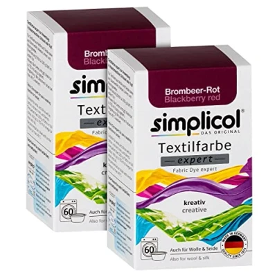 Afbeelding van simplicol Textielverf expert braambes rood 1706, verpakking van 2 stuks: kleur voor creatief, eenvoudig verven in de wasmachine of handmatig