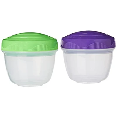 Afbeelding van Sistema Yoghurt To Go ronde bewaarcontainers van 150 ml, stapelbare opslagcontainers met deksel, verpakking 2