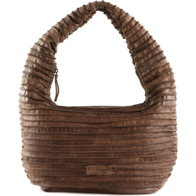Afbeelding van FREDsBRUDER Leren Schoudertas Riffel Lift Hobo Hazelnut Bruine