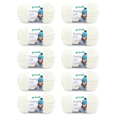 Afbeelding van Gründl Funny uni brei en haakgaren (fluweelachtig chenillegaren van 100% polyester, 10 x 100 g/120 m, naalddikte: 5 6), crème