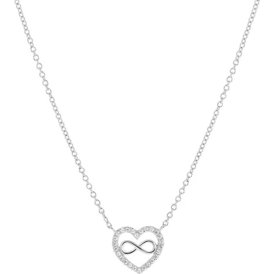 Afbeelding van Lucardi Dames Ketting met hanger hart/infinity zirkonia Echt Zilver Cadeau voor vrouwen 45 cm Zilverkleurig