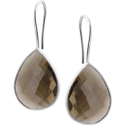 Afbeelding van Trendjuwelier huiscollectie Oorhangers Franse Haak Rookkwarts Zilver
