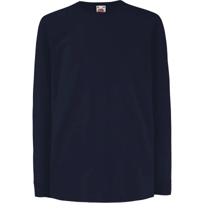 Afbeelding van Fruit of the Loom Kids Value Weight Longsleeve 5 stuks T shirt Donker Blauw (Maat 128)