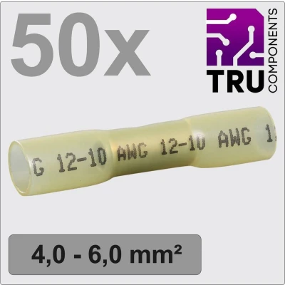 Afbeelding van TRU COMPONENTS TC 12888412 Stootverbinder Met krimpkous 4 mm² 6 Volledig geïsoleerd Geel 50 stuk(s)
