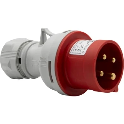 Afbeelding van Brennenstuhl CEE stekker, 4 polig, voor buiten, industrieel stopcontact, 400 V/16 A, schroefbare verbindingstechnologie, gebruik op bouwplaatsen, camping, IP44, 16 A