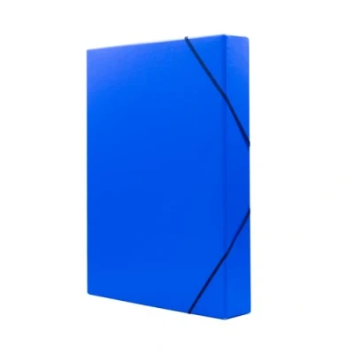 Afbeelding van Raylu Paper Projectmap Matt A4 met 5 cm rugbreedte, stevige kartonnen map en sluiting elastieken voor schoolprojecten of kantoor, formaat 34 x 24 (blauw)