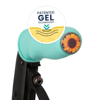 Afbeelding van MyRollerSleeve opschuifbare ergonomische / anatomische handvatten voor rollator of rolstoel. Voorkomt pijnlijke handen met gelkussen. Personaliseerbaar: pimp rollator. Turquoise 21x6,5x9cm