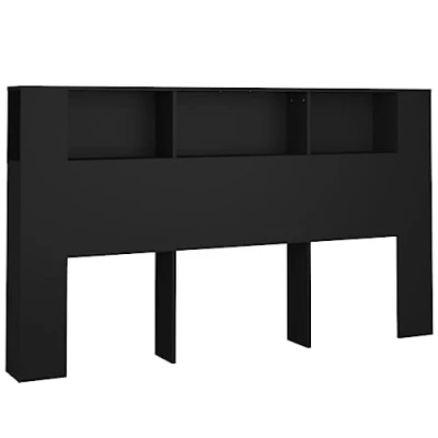 Afbeelding van vidaXL Hoofdbordkast 180x18,5x104,5 cm zwart, hoofdeindekast, bedeinde, bedombouw kast, hoofdeinde, hoofdbord hoofdeindekasten, hoofdeinden