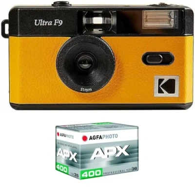 Afbeelding van Kodak Pack F9 Argentique + Pellicule 400 ASA Appareil Photo Rechargeable 35mm Jaune, Objectif Grand Angle Fixe, Viseur optique , Flash Intégré APX 00, 36 poses