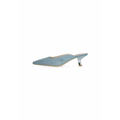 Afbeelding van LIU JO Allover Rhinestonedetailed Muiltjes met hak, Dames, Maat: 37, Blue Polyester