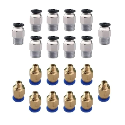 Afbeelding van CESFONJER 10 stuks E3D V6/PC4 M10 stekker rechte pneumatische PTFE tube push in Quick Fitting aansluiting, 1,75 mm 3D printer PC4 M6 slang stekkeraansluitingen.