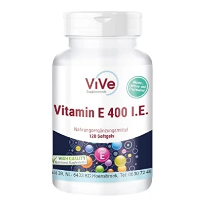 Afbeelding van Vitamine E 400. I.E. 120 softgels voor dagen antioxidant celbescherming Kwaliteit uit Duitsland van ViVe Supplements