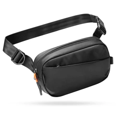 Afbeelding van Inateck Sling Bag X Mini, 1,5 liter heuptas voor dames en heren, borsttas reizen, sport, wandelen, zwart, zwart