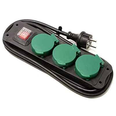 Afbeelding van BeMatik IP44 buitenstekkerdoos 3 schuko 16A 250V met schakelaar en 1,5 m kabel