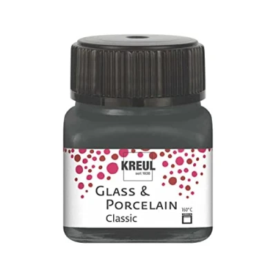 Afbeelding van KREUL 16231 glas &amp; Porselein Klassiek grijs, in potje van 20 ml, briljante en porseleinverf op waterbasis, sneldrogend, dekkend