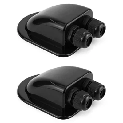 Afbeelding van QWORK® 2 stuks dakdoorvoer IP68 waterdicht ABS solar dubbele kabelgoot voor satelliet airconditioning camper caravan boot, zwart