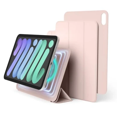 Afbeelding van elago Magnetisch Folio Geval Compatibel met iPad Mini 8.3 inch 6e Generatie Achterplaat kan aan Metaalmaterialen Worden Vastgemaakt, Apple Pencil en elago&#039;s Pencilgeval (Roze)