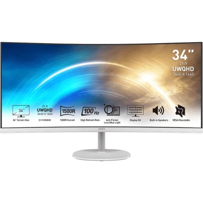 Afbeelding van MSI PRO MP341CQWDE LED monitor Energielabel G (A G) 86.4 cm (34 inch) 3440 x 1440 Pixel 21:9 1 ms DisplayPort, HDMI, Hoofdtelefoon (3.5 mm jackplug) VA