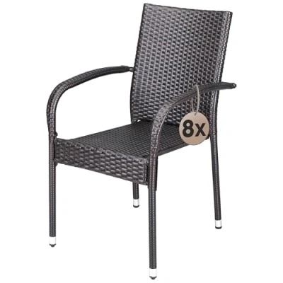Afbeelding van Casaria Tuinstoelen Set van 8 Weer en UV bestendig 90x56x60cm Bruin