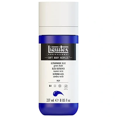 Afbeelding van Liquitex 1923380 Professional Acrylfarbe Soft Body Künstlerfarbe in cremiger deckender Konsistenz, hohe Pigmentierung, lichtecht &amp; alterungsbeständig, 237ml Flasche Ultramarinblau (Grünton)