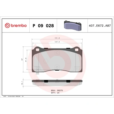 Afbeelding van Brembo Remblokset P 09 028