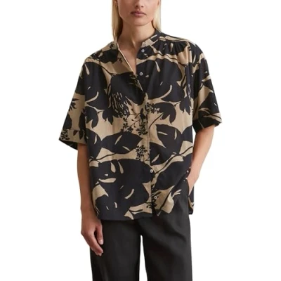 Afbeelding van Marc O&#039;Polo Feminine FIT Stand UP Collar Print Overhemdblouse, Dames, Maat: 40, Multi