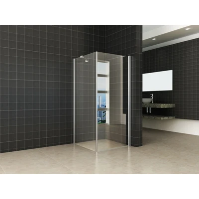 Afbeelding van Wiesbaden Uni douchecabine draaideur met zijwand 90x90 cm chroom helder glas 8mm NANO