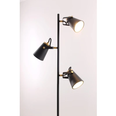 Afbeelding van Vloerlamp zwart met goud 3 lichts