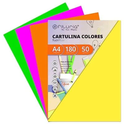 Afbeelding van Verpakking met 50 kaarten, neonkleuren, formaat A4, 180 g
