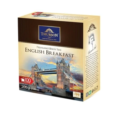 Afbeelding van Thurson Engels ontbijt zwarte thee, String en tag100 theezakjes, 200g, Ceylon thee